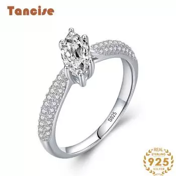 Tancise Classic стерлингового серебра 925 пробы кольцо с цирконом женские ювелирные изделия свадебное обещание вечерние подарок 5 серебряный