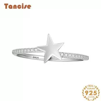Tancise Classic стерлингового серебра 925 пробы кольцо с цирконом женские ювелирные изделия свадебное обещание вечерние подарок 5 серебряный