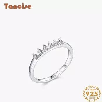 Tancise Classic стерлингового серебра 925 пробы кольцо с цирконом женские ювелирные изделия свадебное обещание вечерние подарок 5 серебряный