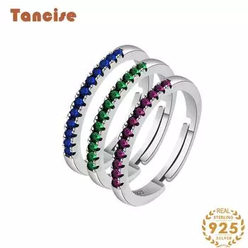 Tancise Classic стерлингового серебра 925 пробы кольцо с цирконом женские ювелирные изделия свадебное обещание вечерние подарок