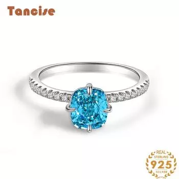 Tancise Classic стерлингового серебра 925 пробы кольцо с цирконом женские ювелирные изделия свадебное обещание вечерние подарок 6