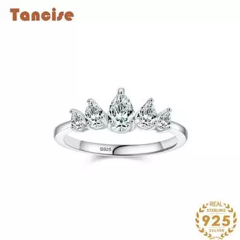 Tancise Classic стерлингового серебра 925 пробы кольцо с цирконом женские ювелирные изделия свадебное обещание вечерние подарок 5 серебряный
