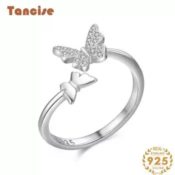 Tancise Classic стерлингового серебра 925 пробы кольцо с цирконом женские ювелирные изделия свадебное обещание вечерние подарок 5 серебряный