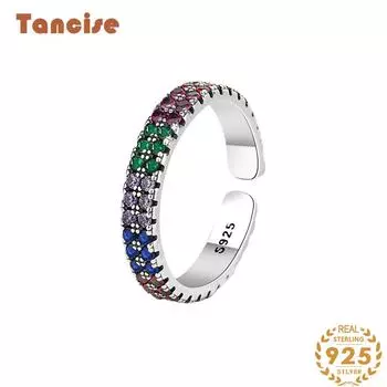 Tancise Classic стерлингового серебра 925 пробы кольцо с цирконом женские ювелирные изделия свадебное обещание вечерние подарок разноцветный