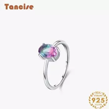 Tancise Classic стерлингового серебра 925 пробы кольцо с цирконом женские ювелирные изделия свадебное обещание вечерние подарок 5