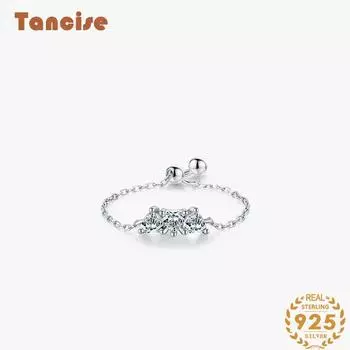 Tancise Classic стерлингового серебра 925 пробы кольцо с цирконом женские ювелирные изделия свадебное обещание вечерние подарок серебряный