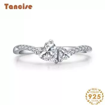Tancise Classic стерлингового серебра 925 пробы кольцо с цирконом женские ювелирные изделия свадебное обещание вечерние подарок 5 серебряный