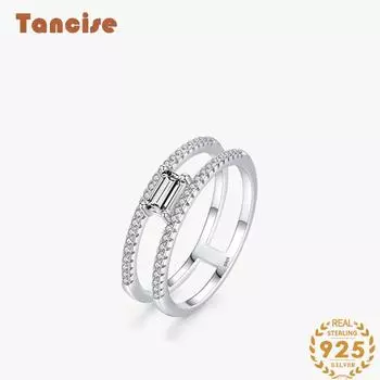 Tancise Classic стерлингового серебра 925 пробы кольцо с цирконом женские ювелирные изделия свадебное обещание вечерние подарок 5 серебряный