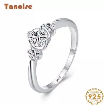 Tancise Classic стерлингового серебра 925 пробы кольцо с цирконом женские ювелирные изделия свадебное обещание вечерние подарок 5 серебряный