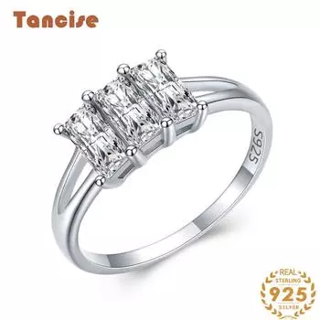 Tancise Classic стерлингового серебра 925 пробы кольцо с цирконом женские ювелирные изделия свадебное обещание вечерние подарок 5 серебряный