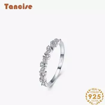 Tancise Classic стерлингового серебра 925 пробы кольцо с цирконом женские ювелирные изделия свадебное обещание вечерние подарок 5 серебряный