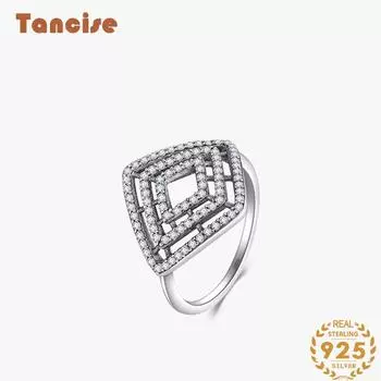 Tancise Classic стерлингового серебра 925 пробы кольцо с цирконом женские ювелирные изделия свадебное обещание вечерние подарок 6 серебряный