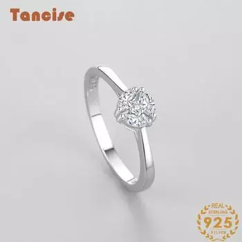 Tancise Classic стерлингового серебра 925 пробы кольцо с цирконом женские ювелирные изделия свадебное обещание вечерние подарок 5 серебряный