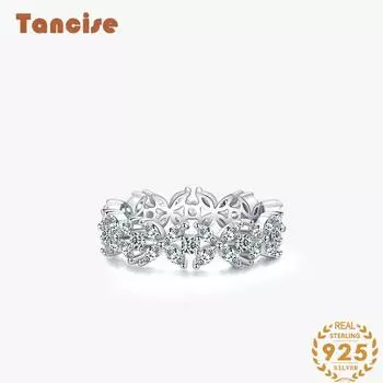 Tancise Classic стерлингового серебра 925 пробы кольцо с цирконом женские ювелирные изделия свадебное обещание вечерние подарок 5 серебряный