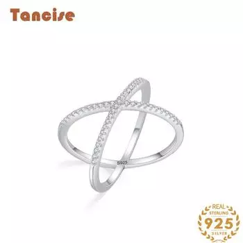 Tancise Classic стерлингового серебра 925 пробы кольцо с цирконом женские ювелирные изделия свадебное обещание вечерние подарок 5 серебряный