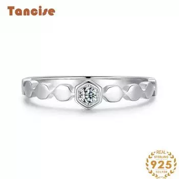 Tancise Classic стерлингового серебра 925 пробы кольцо с цирконом женские ювелирные изделия свадебное обещание вечерние подарок 5 серебряный