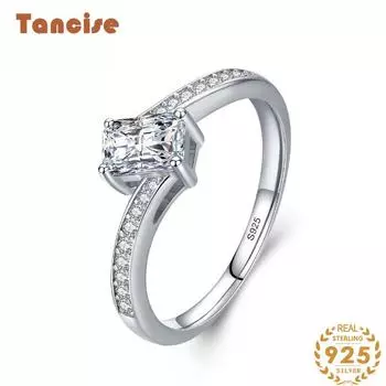 Tancise Classic стерлингового серебра 925 пробы кольцо с цирконом женские ювелирные изделия свадебное обещание вечерние подарок 5 серебряный