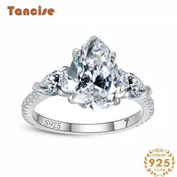 Tancise Classic стерлингового серебра 925 пробы кольцо с цирконом женские ювелирные изделия свадебное обещание вечерние подарок 5 серебряный