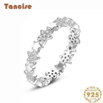 Tancise Classic стерлингового серебра 925 пробы кольцо с цирконом женские ювелирные изделия свадебное обещание вечерние подарок 5 серебряный
