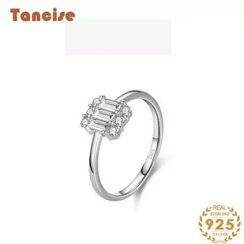 Tancise Classic стерлингового серебра 925 пробы кольцо с цирконом женские ювелирные изделия свадебное обещание вечерние подарок 5 серебряный