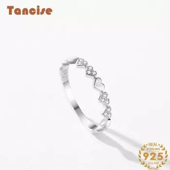 Tancise Classic стерлингового серебра 925 пробы кольцо с цирконом женские ювелирные изделия свадебное обещание вечерние подарок 5 серебряный