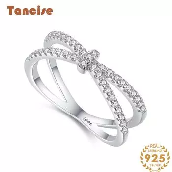 Tancise Classic стерлингового серебра 925 пробы кольцо с цирконом женские ювелирные изделия свадебное обещание вечерние подарок 5 серебряный