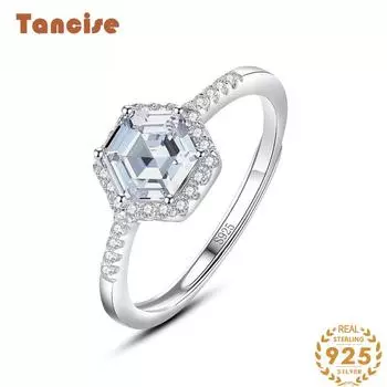 Tancise Classic стерлингового серебра 925 пробы кольцо с цирконом женские ювелирные изделия свадебное обещание вечерние подарок 5 серебряный