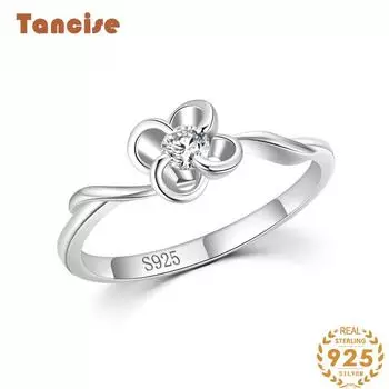 Tancise Classic стерлингового серебра 925 пробы кольцо с цирконом женские ювелирные изделия свадебное обещание вечерние подарок 5 серебряный