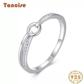 Tancise Classic стерлингового серебра 925 пробы кольцо с цирконом женские ювелирные изделия свадебное обещание вечерние подарок 5 серебряный