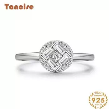 Tancise Classic стерлингового серебра 925 пробы кольцо с цирконом женские ювелирные изделия свадебное обещание вечерние подарок 5 серебряный