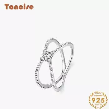 Tancise Classic стерлингового серебра 925 пробы кольцо с цирконом женские ювелирные изделия свадебное обещание вечерние подарок 5 серебряный