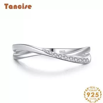 Tancise Classic стерлингового серебра 925 пробы кольцо с цирконом женские ювелирные изделия свадебное обещание вечерние подарок 5 серебряный