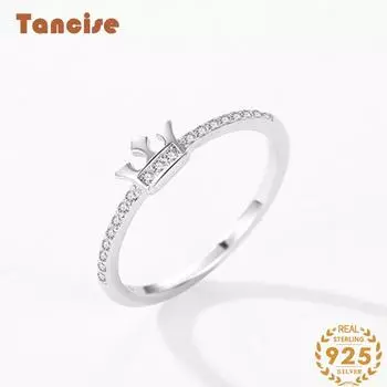Tancise Classic стерлингового серебра 925 пробы кольцо с цирконом женские ювелирные изделия свадебное обещание вечерние подарок 5 серебряный