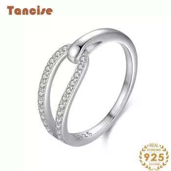 Tancise Classic стерлингового серебра 925 пробы кольцо с цирконом женские ювелирные изделия свадебное обещание вечерние подарок 5 серебряный