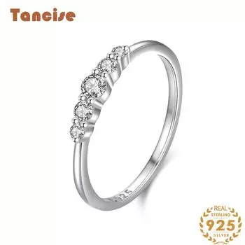 Tancise Classic стерлингового серебра 925 пробы кольцо с цирконом женские ювелирные изделия свадебное обещание вечерние подарок 5 серебряный