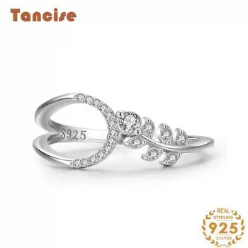 Tancise Classic стерлингового серебра 925 пробы кольцо с цирконом женские ювелирные изделия свадебное обещание вечерние подарок 5 серебряный