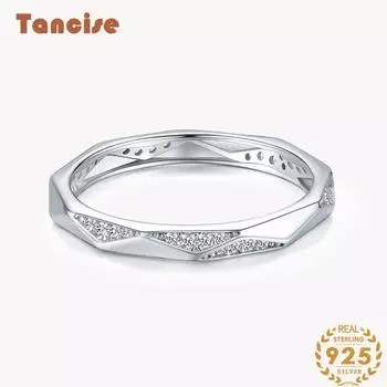 Tancise Classic стерлингового серебра 925 пробы кольцо с цирконом женские ювелирные изделия свадебное обещание вечерние подарок 5 серебряный