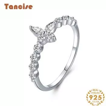 Tancise Classic стерлингового серебра 925 пробы кольцо с цирконом женские ювелирные изделия свадебное обещание вечерние подарок 5 серебряный