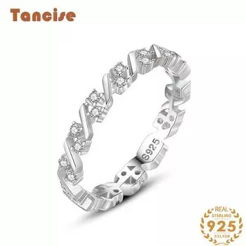 Tancise Classic стерлингового серебра 925 пробы кольцо с цирконом женские ювелирные изделия свадебное обещание вечерние подарок 5 серебряный