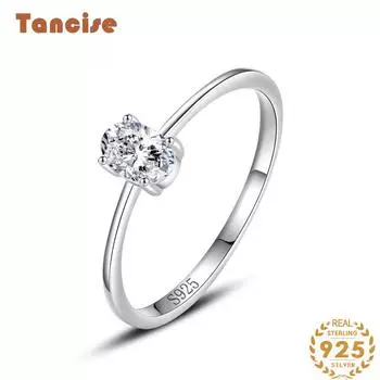 Tancise Classic стерлингового серебра 925 пробы кольцо с цирконом женские ювелирные изделия свадебное обещание вечерние подарок 5 серебряный