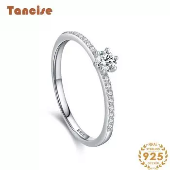 Tancise Classic стерлингового серебра 925 пробы кольцо с цирконом женские ювелирные изделия свадебное обещание вечерние подарок 5 серебряный