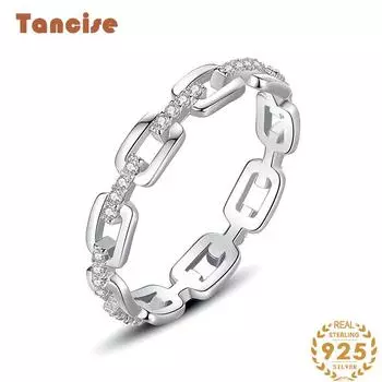 Tancise Classic стерлингового серебра 925 пробы кольцо с цирконом женские ювелирные изделия свадебное обещание вечерние подарок 5 серебряный