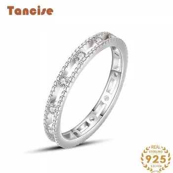 Tancise Classic стерлингового серебра 925 пробы кольцо с цирконом женские ювелирные изделия свадебное обещание вечерние подарок 5 серебряный
