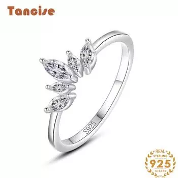 Tancise Classic стерлингового серебра 925 пробы кольцо с цирконом женские ювелирные изделия свадебное обещание вечерние подарок 5 серебряный