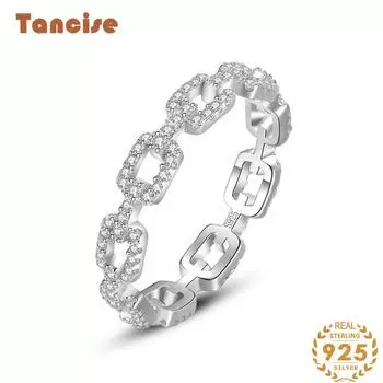 Tancise Classic стерлингового серебра 925 пробы кольцо с цирконом женские ювелирные изделия свадебное обещание вечерние подарок 5 серебряный