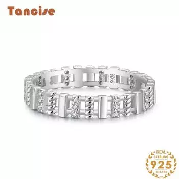 Tancise Classic стерлингового серебра 925 пробы кольцо с цирконом женские ювелирные изделия свадебное обещание вечерние подарок 5 серебряный