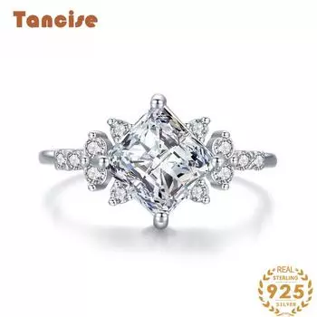 Tancise Classic стерлингового серебра 925 пробы кольцо с цирконом женские ювелирные изделия свадебное обещание вечерние подарок 5 серебряный