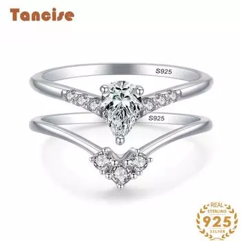 Tancise Classic стерлингового серебра 925 пробы кольцо с цирконом женские ювелирные изделия свадебное обещание вечерние подарок 5 серебряный