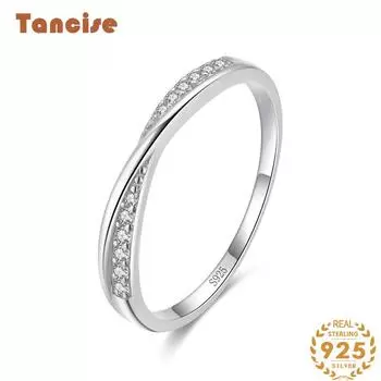 Tancise Classic стерлингового серебра 925 пробы кольцо с цирконом женские ювелирные изделия свадебное обещание вечерние подарок 5 серебряный