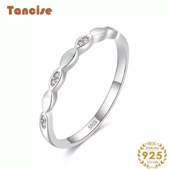 Tancise Classic стерлингового серебра 925 пробы кольцо с цирконом женские ювелирные изделия свадебное обещание вечерние подарок 5 серебряный